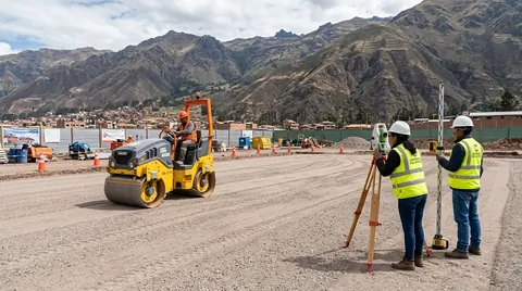 Excavación mecánica, desbroce de terreno y corte de subrasante con maquinaria pesada para canchas deportivas en Perú